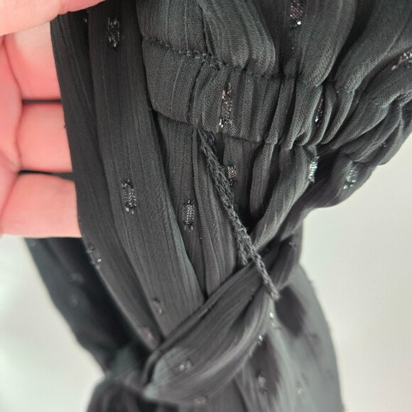 INC Black Swiss Dots Square Neck Ruffled Lined Belt Midi Dress Size Large - Picture 8 of 14